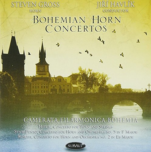 CD cover: castle, birds, and text for “Bohemian Horn Concertos” by Steven Gross.