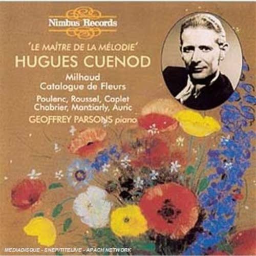 CD cover featuring a portrait of Hugues Cuenod with flowers.