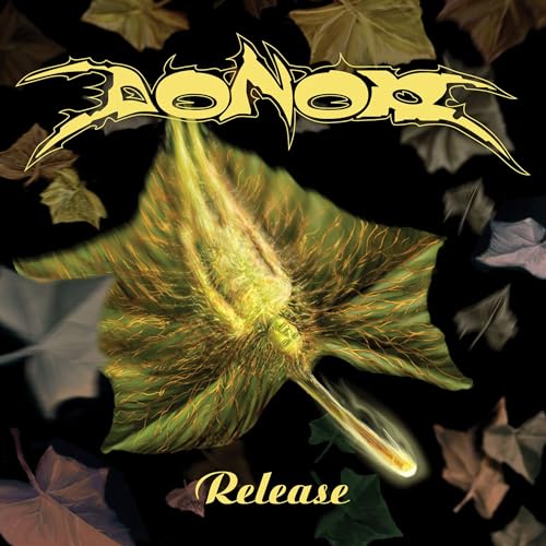 CD cover for Donor’s “Release” featuring a falling leaf with a face.