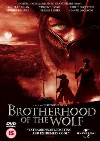 DVD cover for "Brotherhood of the Wolf" featuring a man’s eye and figures.