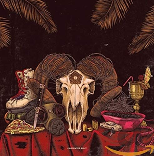 Carpenter Brut's "Trilogy" CD cover: skull, ram horns, and robotic figure.