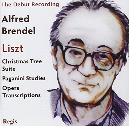 CD cover: portrait of Alfred Brendel wearing glasses, playing Liszt.