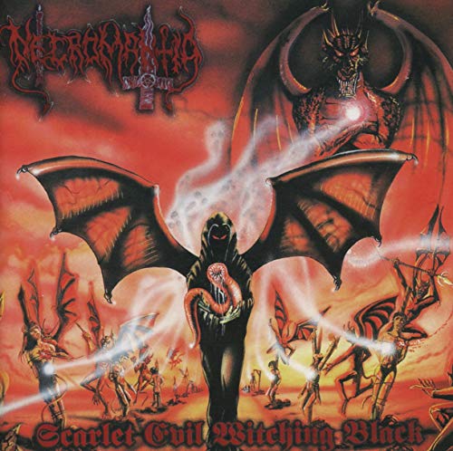 Album cover featuring a hooded figure with bat wings and a demonic entity.