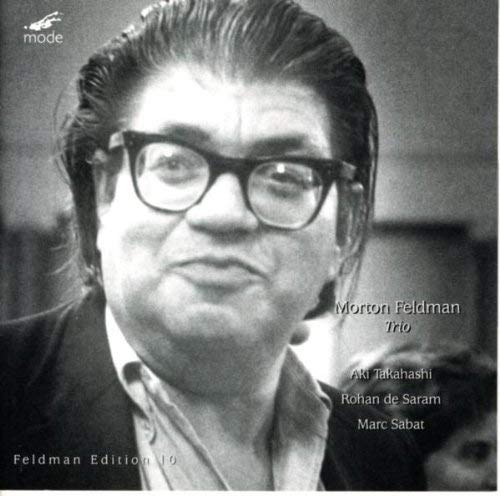 Black and white portrait of Morton Feldman with text identifying the DVD.