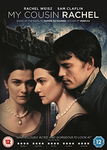 My Cousin Rachel" DVD cover featuring Rachel Weisz and Sam Claflin.