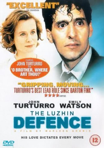 DVD cover for "The Luzhin Defence" featuring John Turturro and Emily Watson.