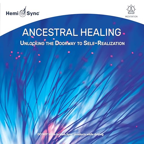 CD cover for "Ancestral Healing" with blue, abstract, flowing imagery.