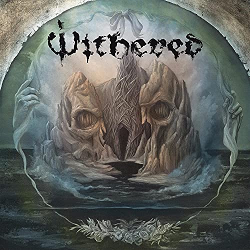 CD cover for Withered’s “Grief Relic” featuring skull-shaped mountains.