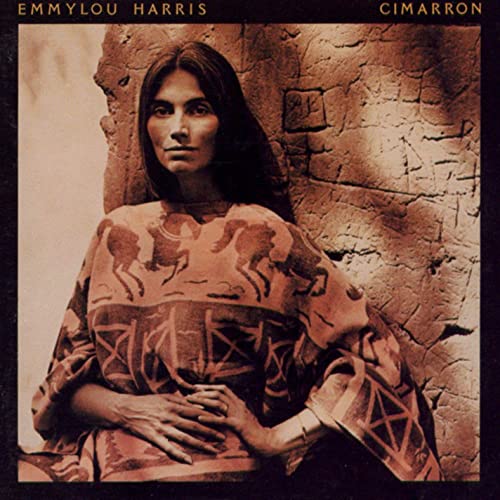 Emmylou Harris album cover, sepia-toned portrait with patterned shawl.