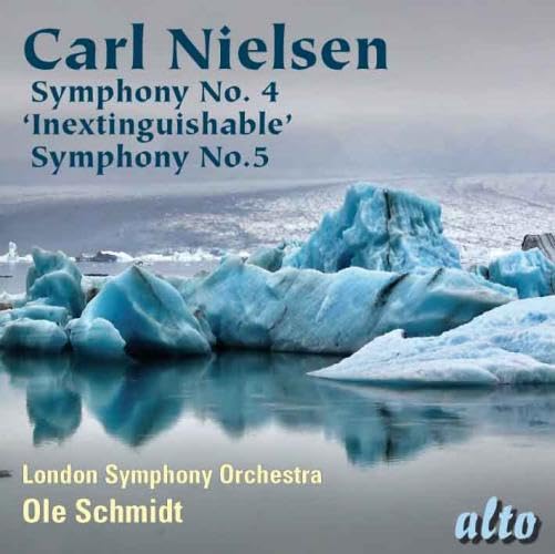CD cover for Nielsen’s Symphonies 4 & 5, featuring icy seascape.