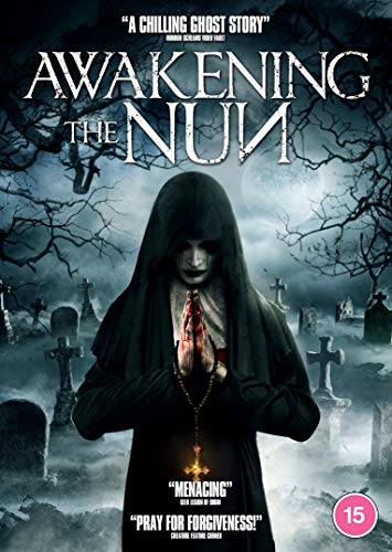 DVD cover for "Awakening The Nun" featuring a ghostly nun in a graveyard.