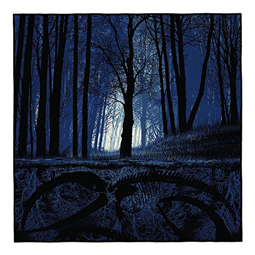 Dark forest scene with skeletal remains at the bottom.