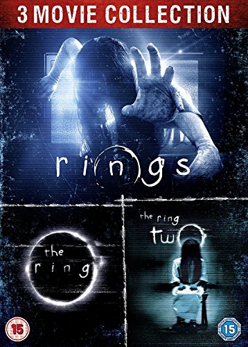 DVD cover for The Ring, Ring 2, and Rings horror movie collection.
