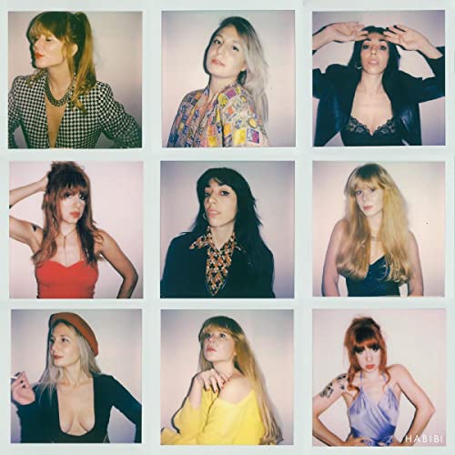 Nine square portraits of women with varied hairstyles and clothing.