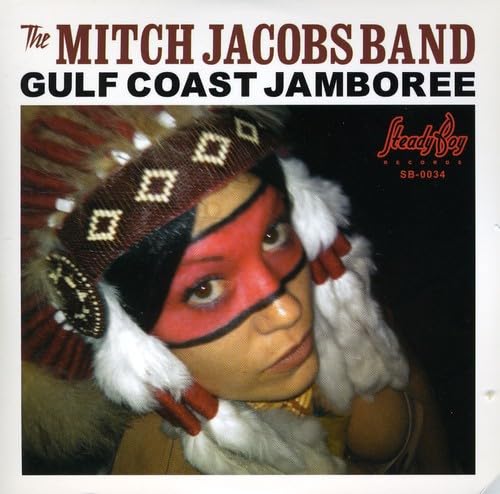 CD cover for Mitch Jacobs Band’s “Gulf Coast Jamboree” featuring a person in Native American headdress.