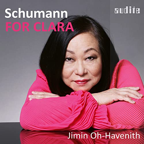Pianist Jimin Oh-Havenith album cover, "For Clara," with pink details.