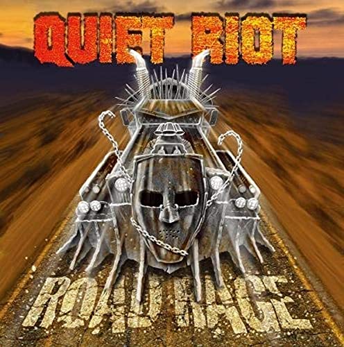 Quiet Riot “Road Rage” album cover: skull-shaped car on a highway.