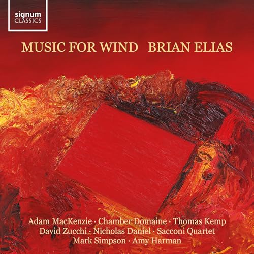 CD cover: red abstract painting with text listing composers and performers.