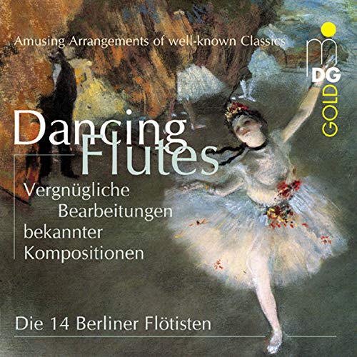 CD cover featuring a painting of ballerinas and the title "Dancing Flutes.
