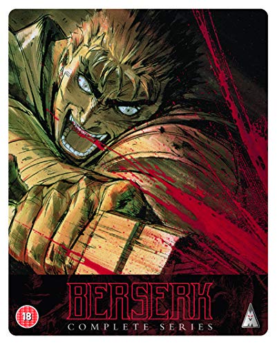 Berserk Blu-ray steelbook cover featuring a fierce, snarling warrior.