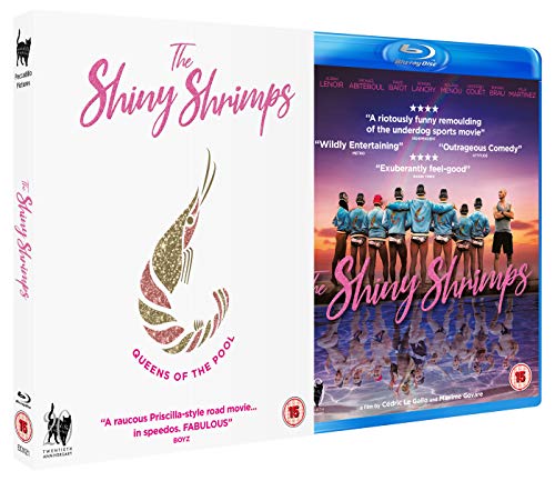 “The Shiny Shrimps” Blu-ray case featuring a glittery shrimp and water polo team.