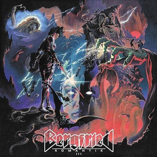 CD cover: dark fantasy art with figures, lightning, and a red sun.