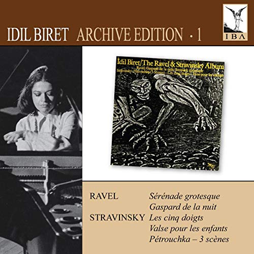 CD cover: pianist Idil Biret, artwork from Ravel & Stravinsky albums.