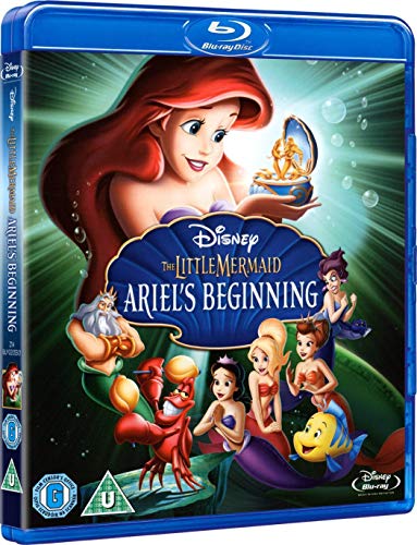 Blu-ray cover for "The Little Mermaid: Ariel's Beginning" featuring Ariel and friends.