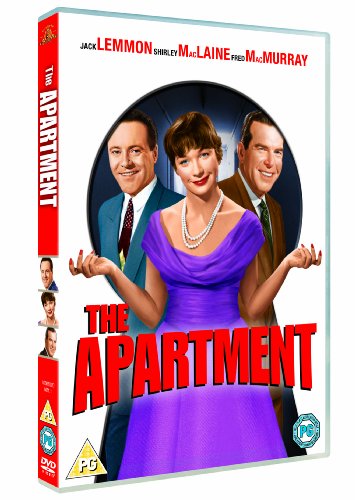 DVD cover for "The Apartment" featuring Jack Lemmon, Shirley MacLaine, and Fred MacMurray.