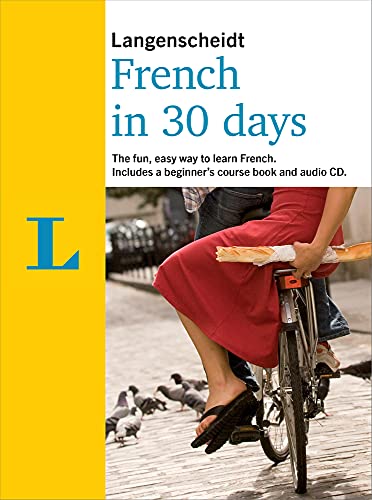 Langenscheidt French language course book cover with bicycle and bread.