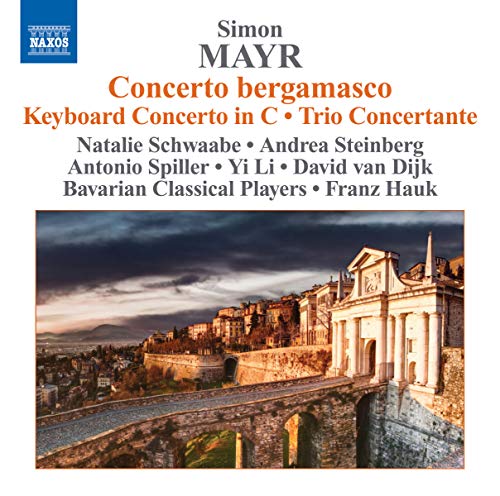 CD cover for Mayr's Concerto Bergamasco featuring a building and bridge.