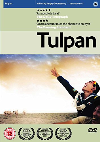 DVD cover for “Tulpan” film, showing a man reaching towards the sky.