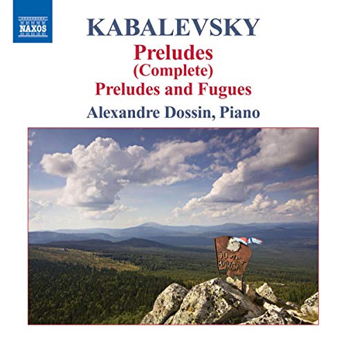 CD cover for Kabalevsky Preludes performed by Alexandre Dossin, landscape background.