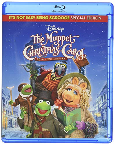 Blu-ray cover for "The Muppet Christmas Carol" featuring Muppets in winter.