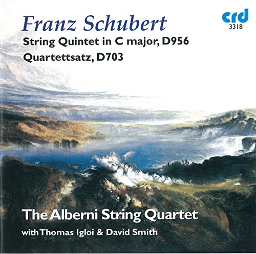 CD cover for Schubert's string quintet and quartettsatz, landscape painting.