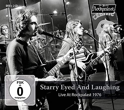 Black and white photo of a band performing live on stage at Rockpalast.