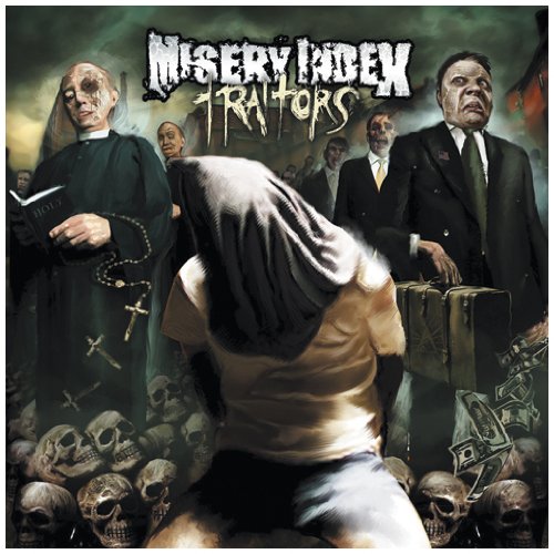 CD cover for Misery Index’s “Traitors” featuring disturbing, dark imagery.