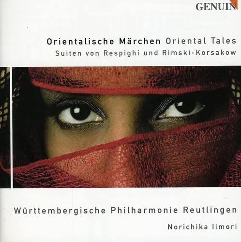 CD cover: woman’s eyes veiled in red fabric, orchestral music title.