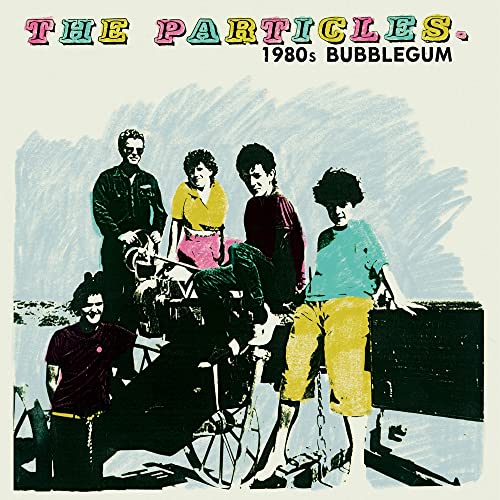 Vinyl record cover featuring a colorful, textured illustration of a band.