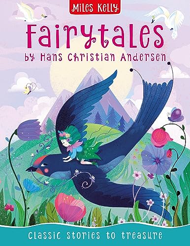 Book cover: “Fairytales” by Hans Christian Andersen, illustrated with a fairy and bird.