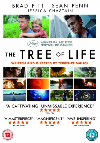 DVD cover for “The Tree of Life” featuring actors and film stills.
