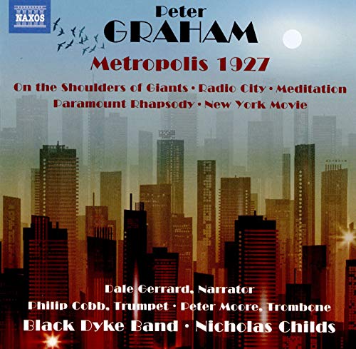 CD cover for Black Dyke Band’s “Metropolis 1927” with a city skyline.