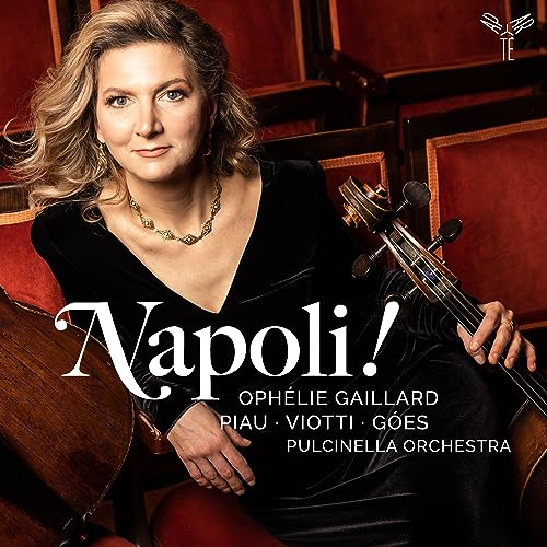 Woman with cello, album cover for “Napoli!” by Ophélie Gaillard.