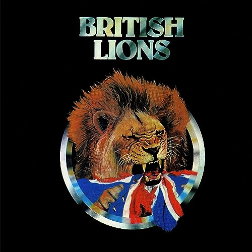 Album cover: lion’s head with a Union Jack flag, black background.