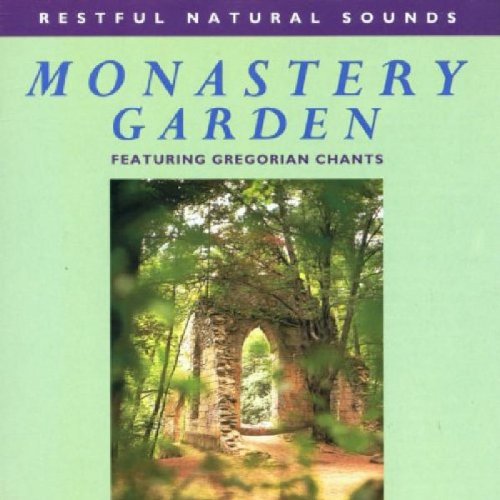 CD cover: monastery ruins overgrown with trees, light green background.