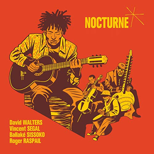 Album cover for David Walters' "Nocturne" featuring musicians with instruments.