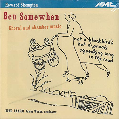CD cover: whimsical line drawing of a person pushing a pram in a landscape.