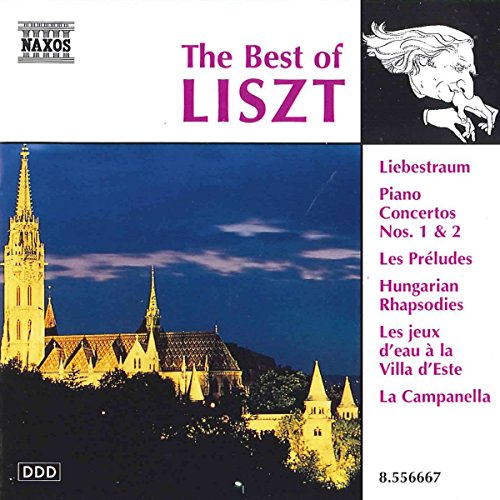 CD cover for "The Best of Liszt" featuring a castle and portrait.