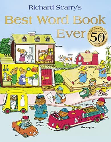 Richard Scarry's "Best Word Book Ever" cover with animal characters and scenes.