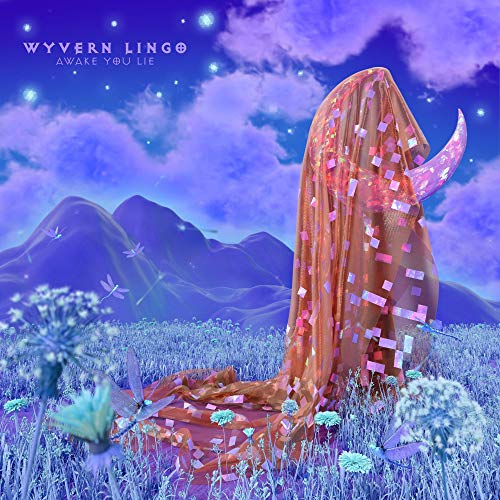 Wyvern Lingo album cover: figure in orange fabric, mountains, and dragonflies.